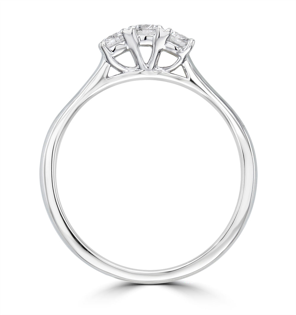 Lab Diamond 3 Stone Trilogy Ring 0.25ct H/Si Set in 9K White Gold