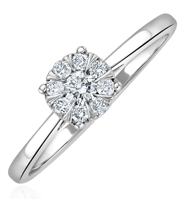 0.25ct Lab Diamond Cluster Solitaire Ring H/Si in 9K White Gold