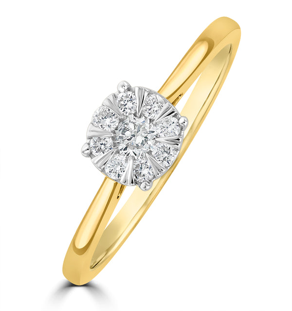 0.25ct Lab Diamond Cluster Solitaire Ring H/Si in 9K Gold