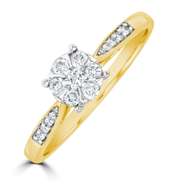 Lab Diamond Engagement Ring With Shoulders 0.25ct H/Si in 9K Gold