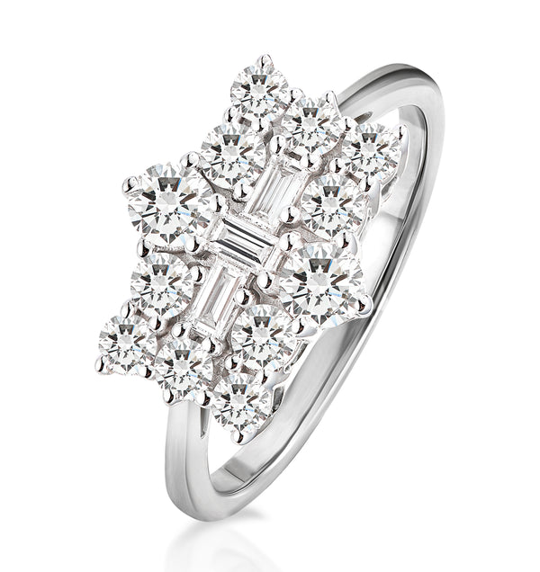 1 Carat Lab Diamond Boat Ring Set in 9K White Gold