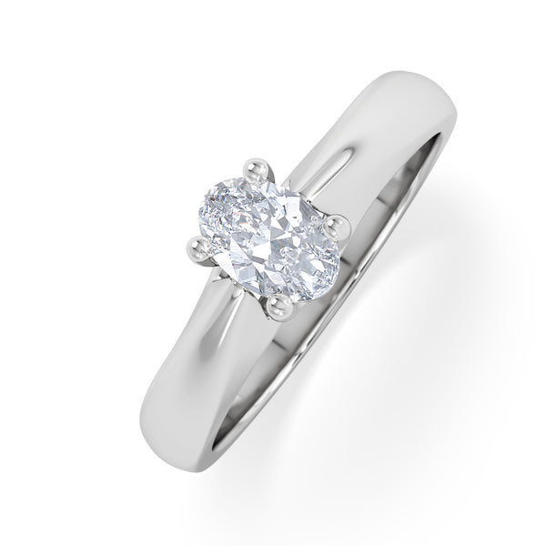 Naomi Oval Cut Lab Diamond Engagement Ring 0.50ct H/SI in 9k White Gold