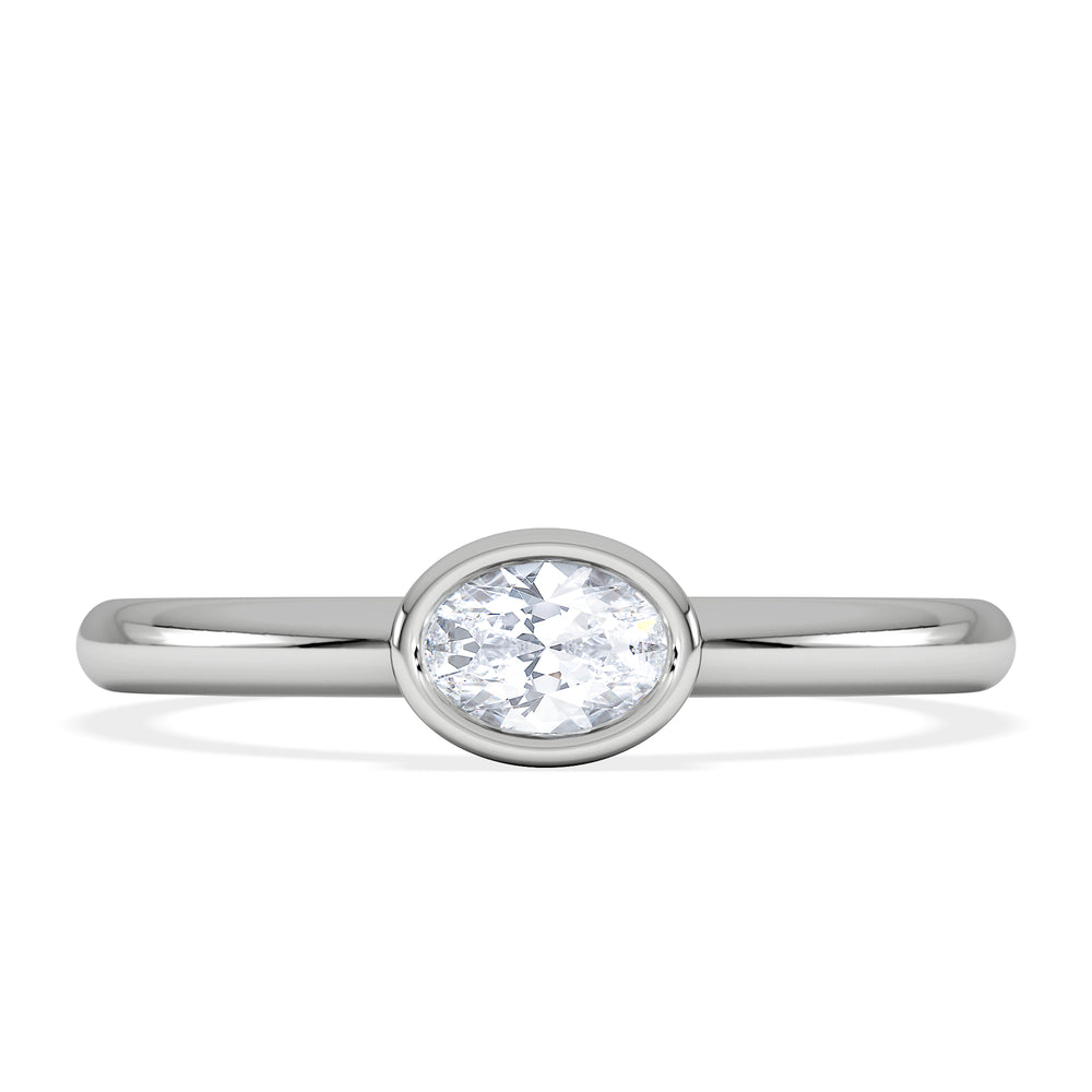 Horizon Oval Cut Lab Diamond Solitaire Ring 0.25ct H/SI in 9K White Gold