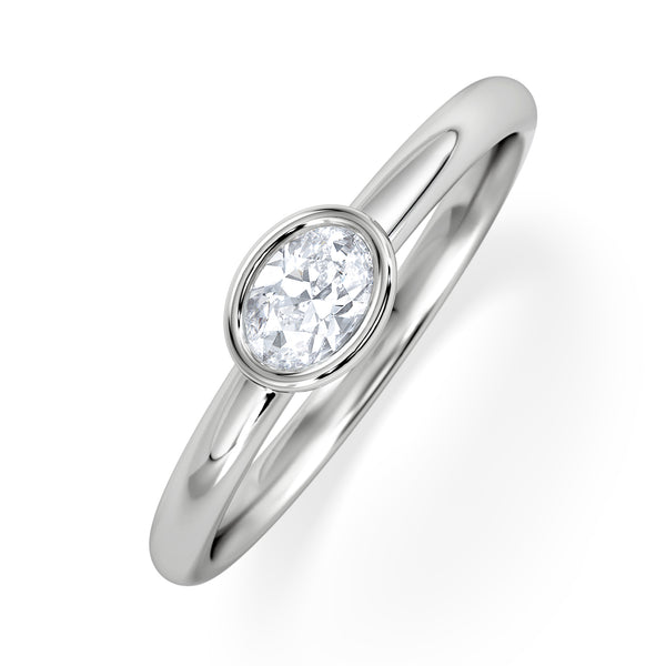 Horizon Oval Cut Lab Diamond Solitaire Ring 0.25ct H/SI in 925 Silver