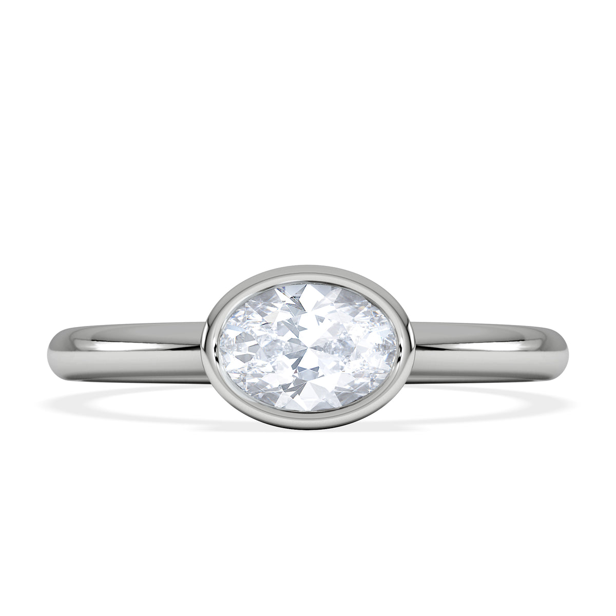 Horizon Oval Cut Lab Diamond Solitaire Ring 0.50ct H/SI in 9K White Gold