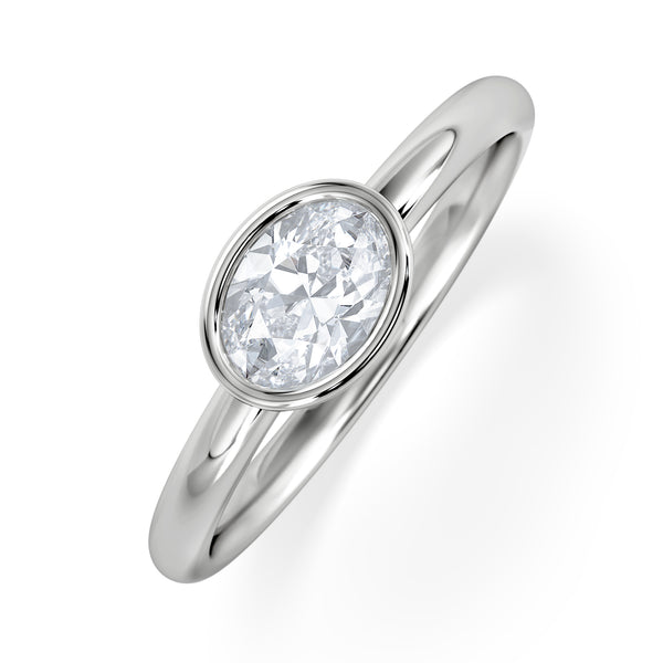 Horizon Oval Cut Lab Diamond Solitaire Ring 0.50ct H/SI in 9K White Gold