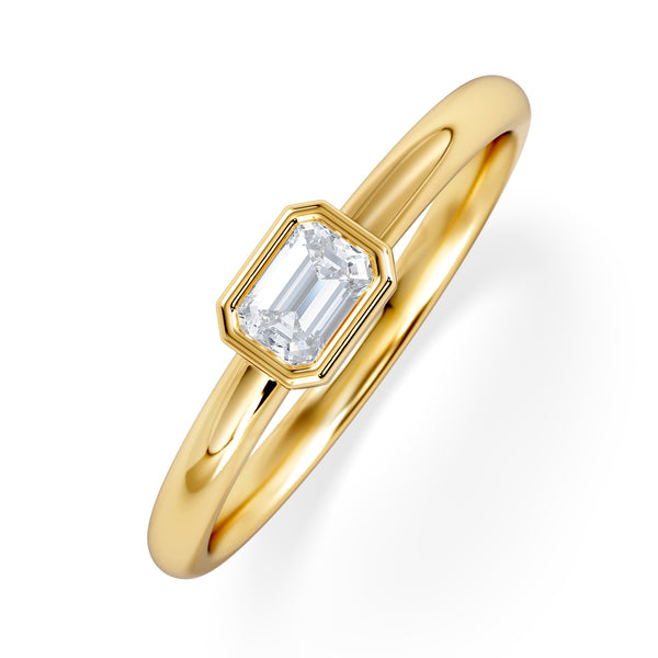 Horizon Emerald Cut Lab Diamond Solitaire Ring 0.25ct H/SI in 18k Gold Vermeil