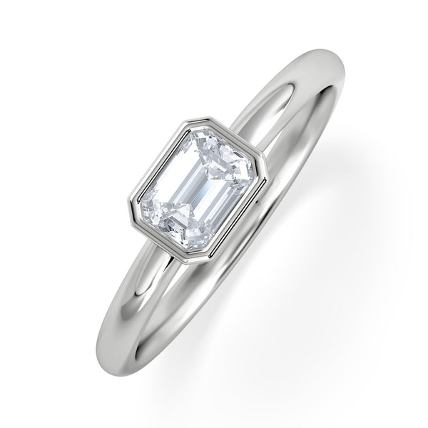 Horizon Emerald Cut Lab Diamond Solitaire Ring 0.50ct H/SI in 9K White Gold