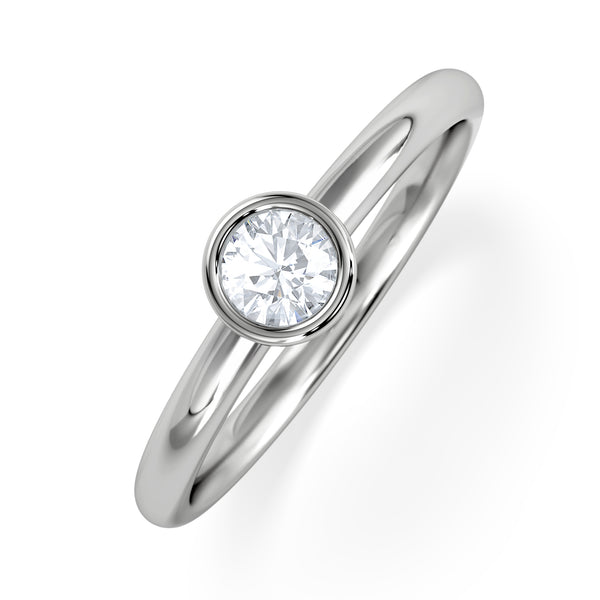 Horizon Round Cut Lab Diamond Solitaire Ring 0.25ct H/SI in 925 Silver