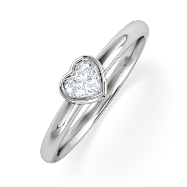 Horizon Heart Cut Lab Diamond Solitaire Ring 0.25ct H/SI in 925 Silver