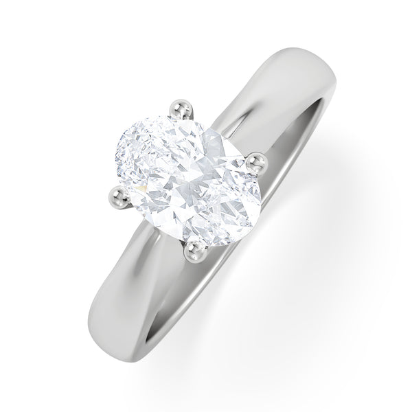 Naomi Oval Cut Lab Diamond Engagement Ring 1.00ct H/SI in 9k White Gold