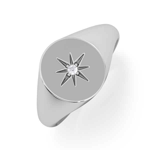Star Signet Lab Diamond Ring in 925 Silver