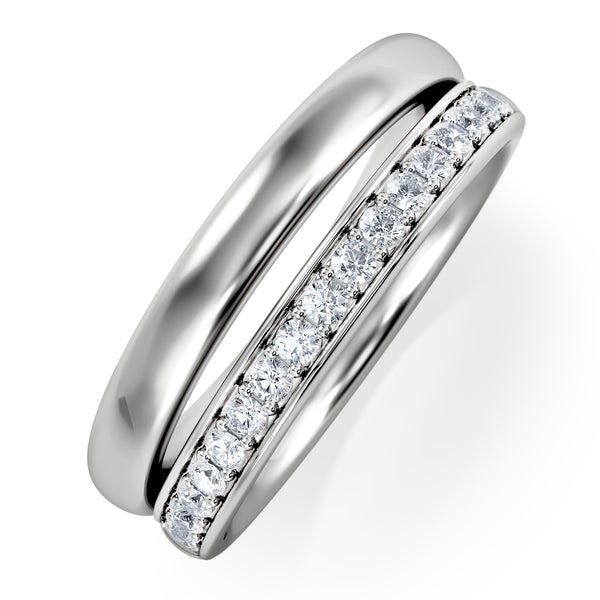 Duo Curve Stacking Lab Diamond Ring 0.26ct in 925 Silver