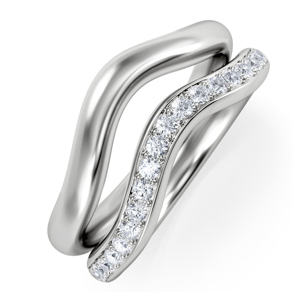 Duo Wave Stacking Lab Diamond Ring 0.26ct in 9K White Gold