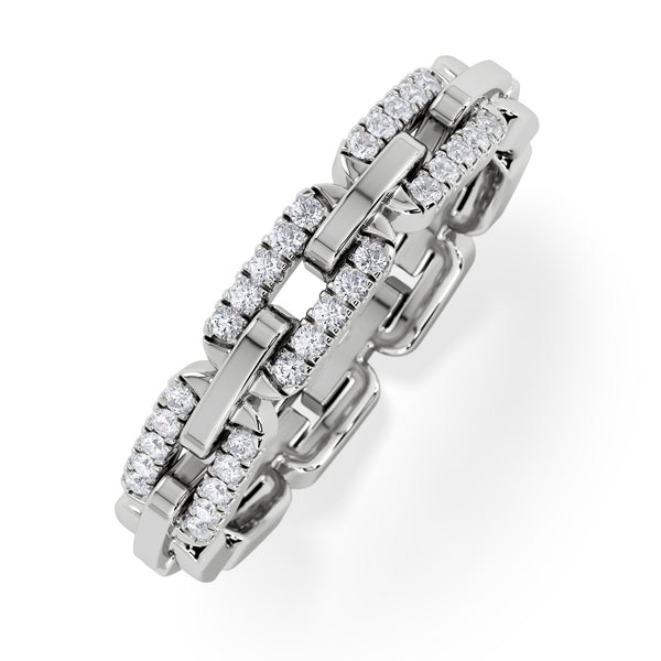 Lab Diamond Chain Link Ring 0.14ct in 925 Silver