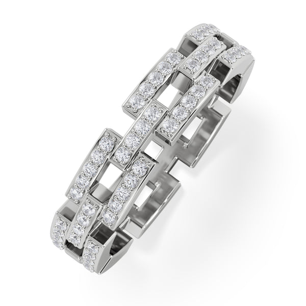 Lab Diamond Chain Link Ring 0.24ct in 925 Silver