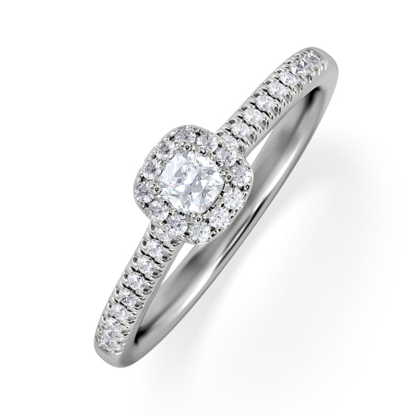 Lumia Cushion Cut Lab Diamond Halo Ring 0.33ct F/VS in 925 Silver