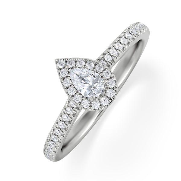 Lumia Pear Cut Lab Diamond Halo Ring 0.33ct F/VS in 925 Silver