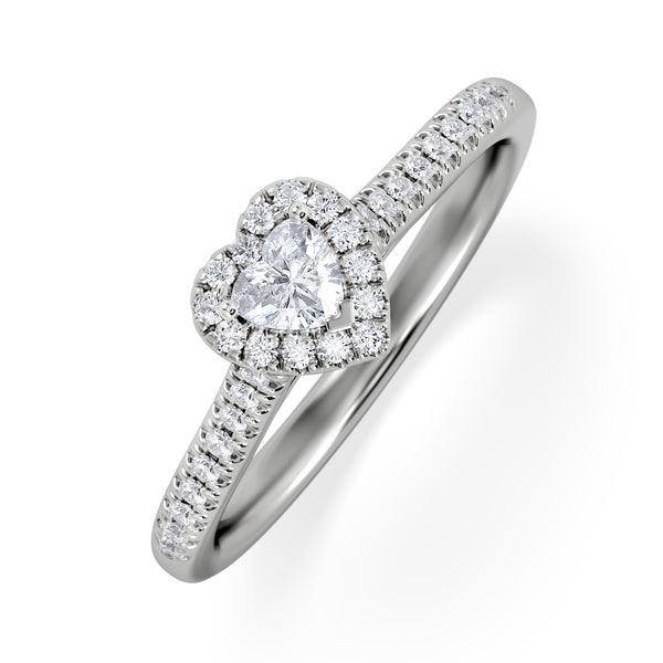 Lumia Heart Cut Lab Diamond Halo Ring 0.33ct F/VS in 925 Silver