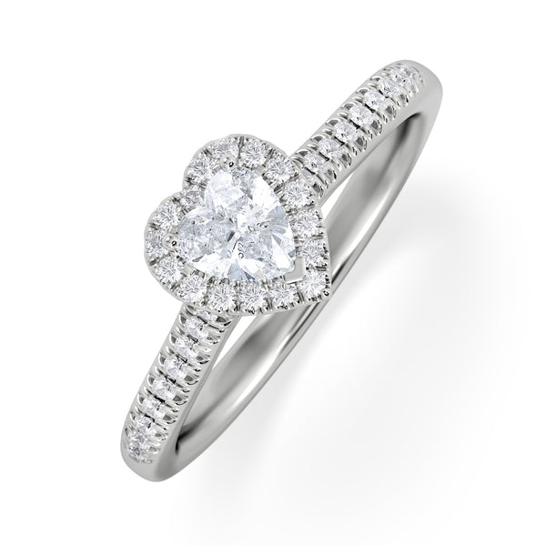 Lumia Heart Cut Lab Diamond Halo Ring 0.50ct F/VS in 925 Silver