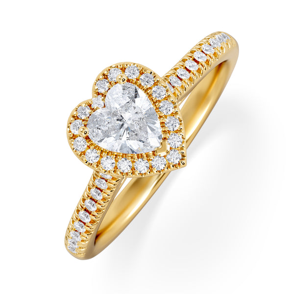 Lumia Heart Cut Lab Diamond Halo Ring 0.70ct F/VS in 9K Gold