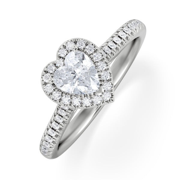 Lumia Heart Cut Lab Diamond Halo Ring 0.70ct F/VS in 9K White Gold