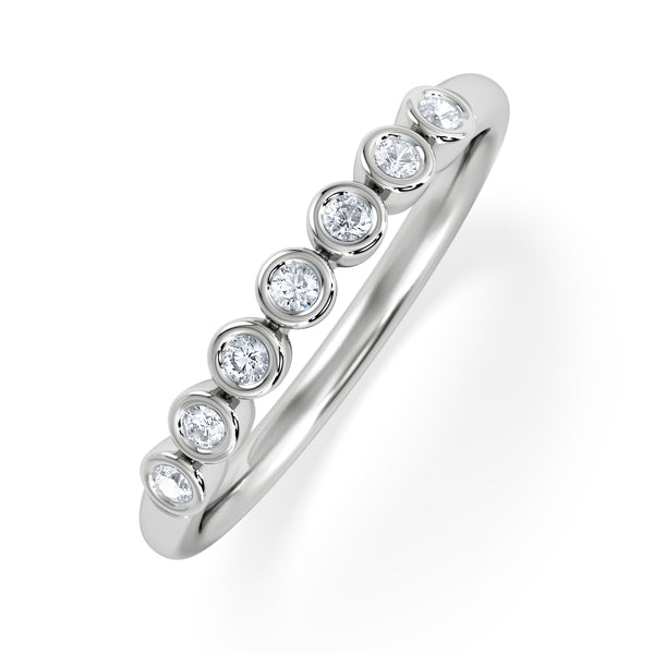 Orbit Half Band 0.15ct F/VS Round Cut Rubover Eternity Ring in Sterling Silver