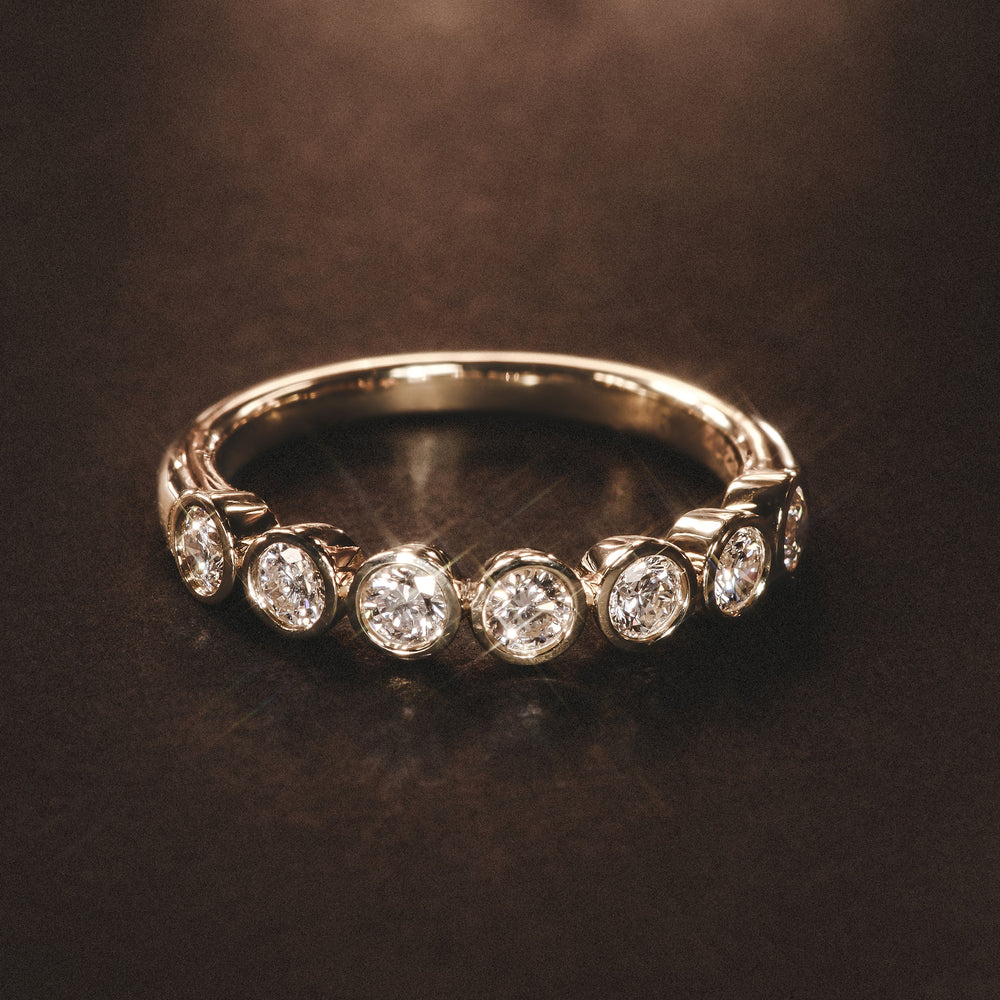 Orbit Half Band 0.50ct G/VS Round Cut Rubover Eternity Ring in 9K Yellow Gold
