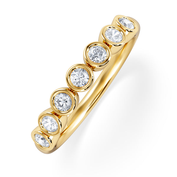 Orbit Half Band 0.50ct F/VS Round Cut Rubover Eternity Ring in 9K Yellow Gold