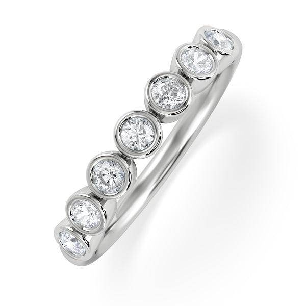 Orbit Half Band 0.50ct F/VS Round Cut Rubover Eternity Ring in 9K White Gold