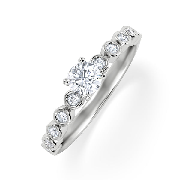 Entwine 0.30ct Round Cut Lab Diamond Solitaire Engagement Ring with Side Stones in Sterling Silver