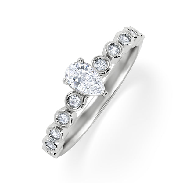 Entwine 0.30ct Pear Cut Lab Diamond Solitaire Engagement Ring with Side Stones in Sterling Silver