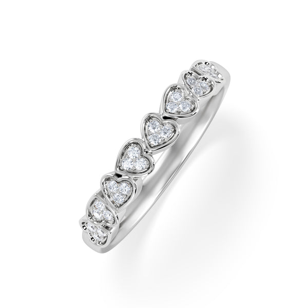 Heart Half Eternity Ring Lab Diamond 0.11ct in 925 SIlver