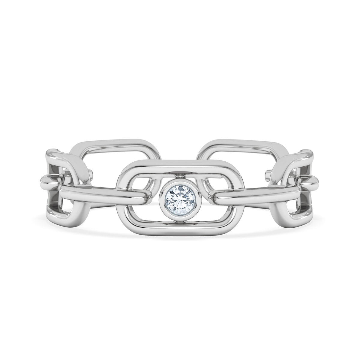 Bound Lab Diamond Link Ring 0.041ct Round Cut in Sterling Silver