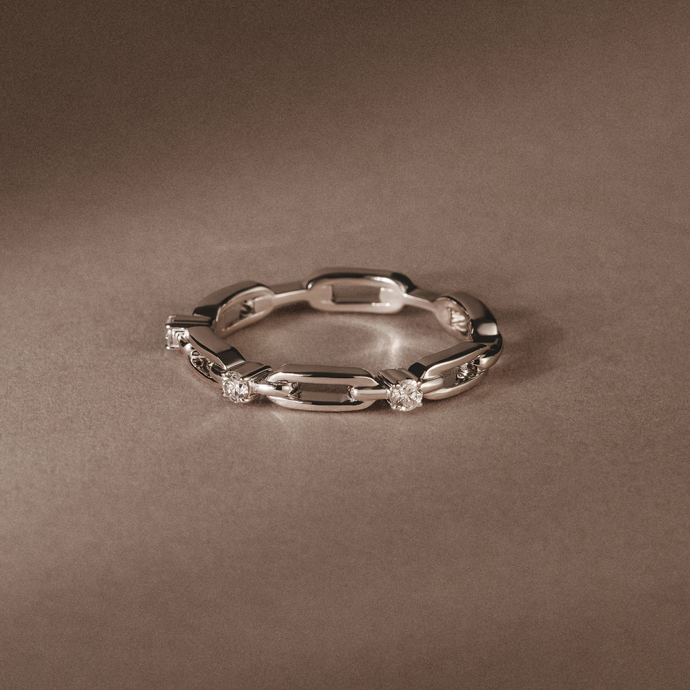 Bound Lab Diamond Link Ring 0.125ct Round Cut in Sterling Silver