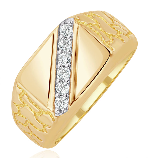 Mens Lab Diamond Signet Ring 9K Gold 0.25ct H/Si