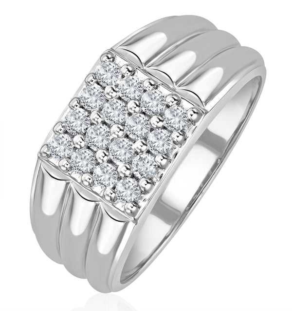 Mens Lab Diamond Encrusted 0.50ct H/Si Signet Ring in Sterling Silver