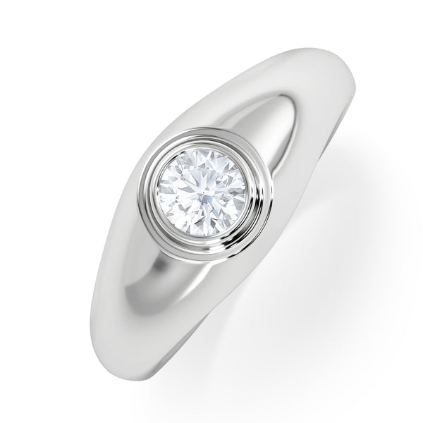 Mens Lab Diamond Signet Ring 0.50ct Round Cut Set in 9k White Gold