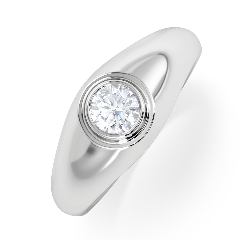 Axis Men's 0.50ct Round Cut Lab Diamond Signet Ring in Sterling Silver