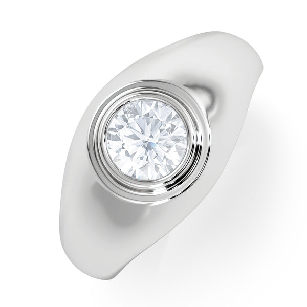 Mens Lab Diamond Signet Ring 1.00ct Round Cut Set in 9k White Gold
