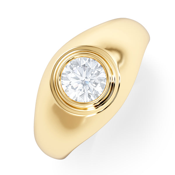 Mens Lab Diamond Signet Ring 1.00ct Round Cut Set in 9k Gold