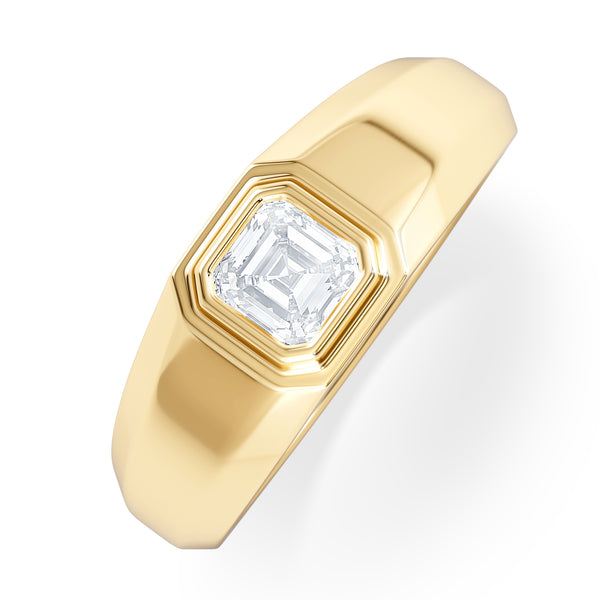 Mens Lab Diamond Signet Ring 0.50ct Asscher Cut Set in 9k Gold
