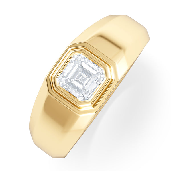 Menst Lab Diamond Signet Ring 1.00c Asscher Cut Set in 9k Gold