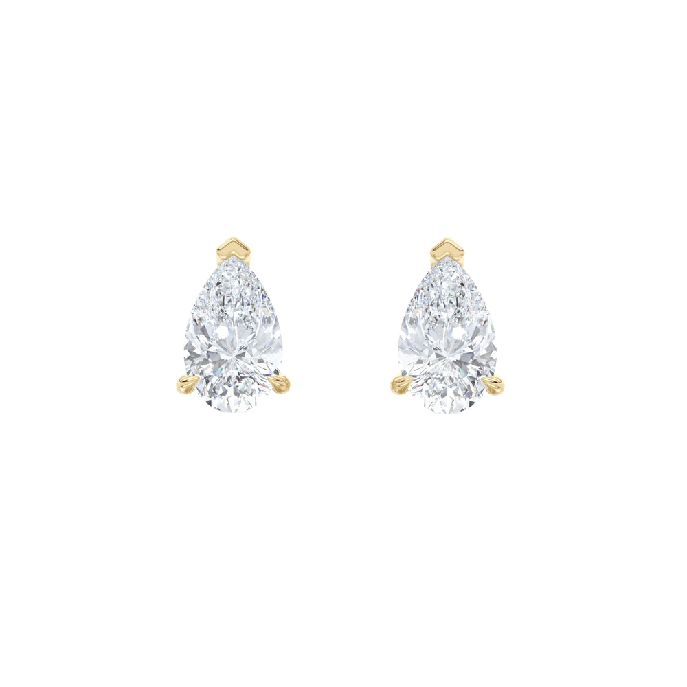 2.00ct Pear Cut Lab Diamond Stud Earrings in 18K Yellow Gold