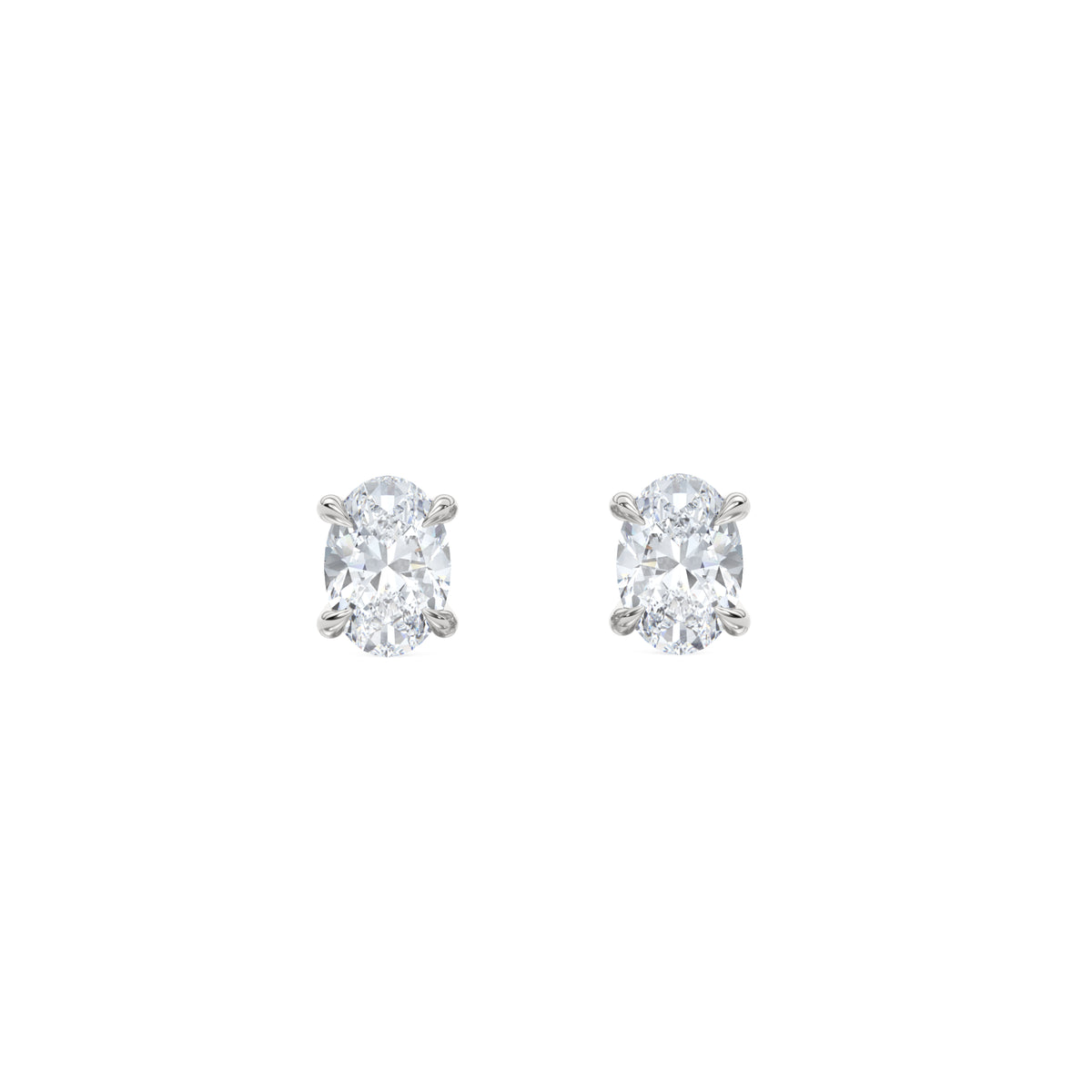 1.00ct Oval Cut Lab Diamond Stud Earrings in 18K White Gold