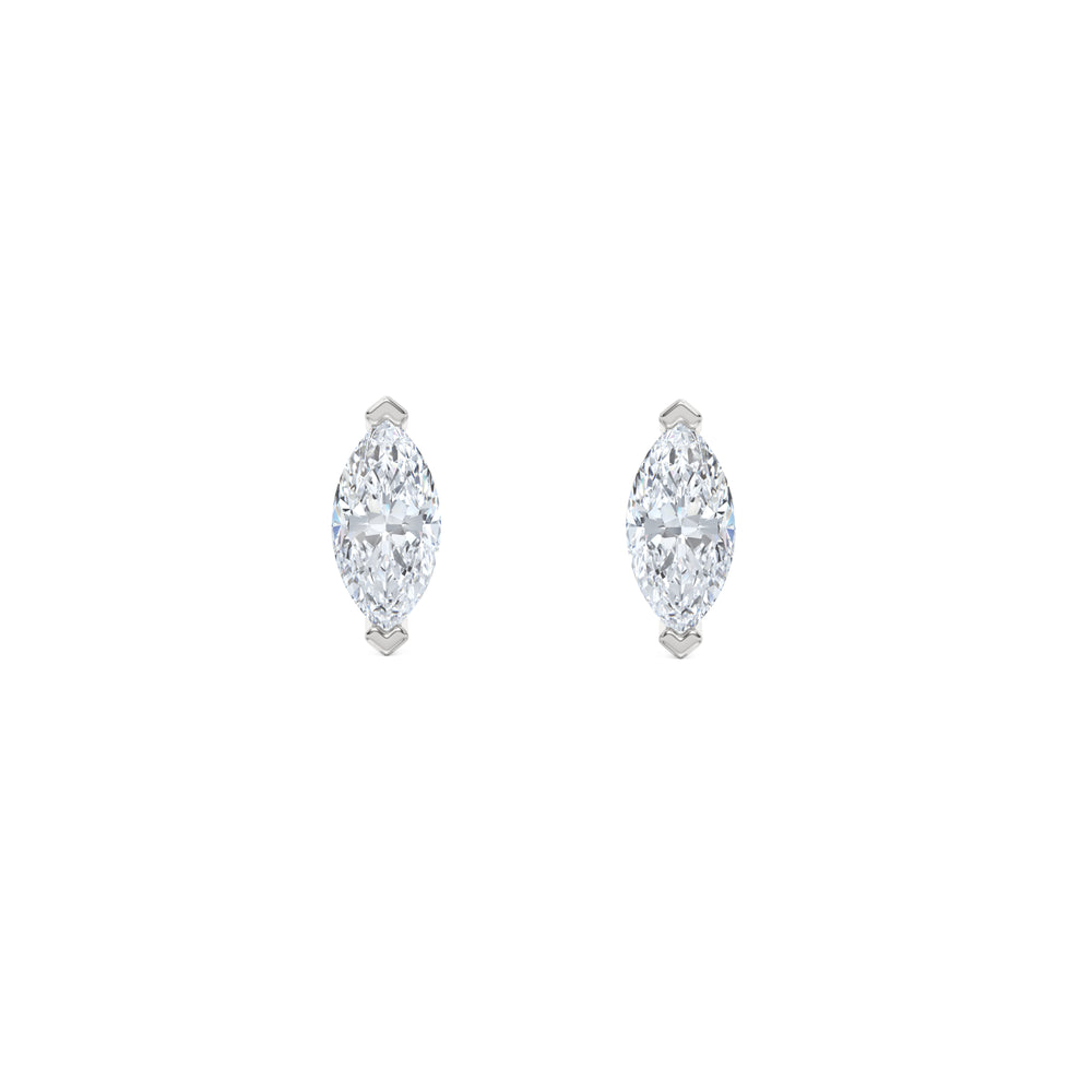 1.00ct Marquise Cut Lab Diamond Stud Earrings in 18K White Gold