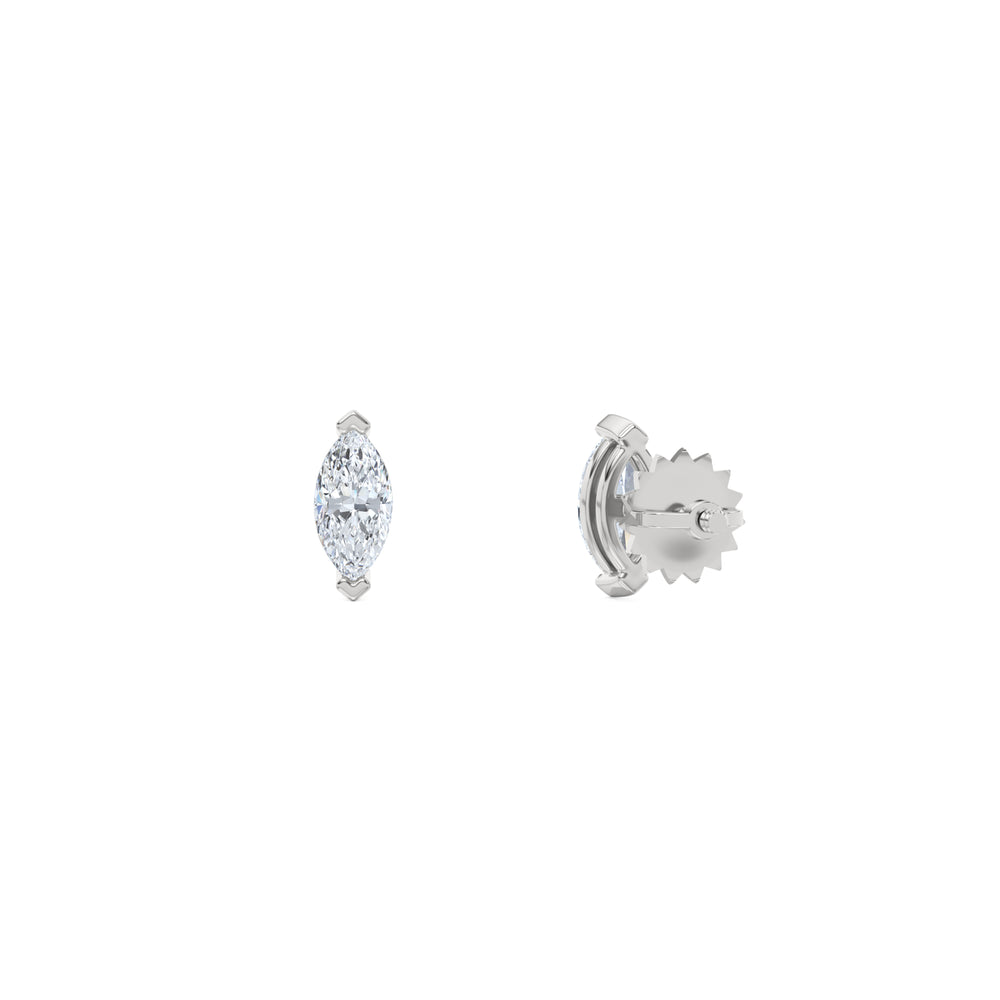 0.50ct Marquise Cut Lab Diamond Stud Earrings in 18K White Gold