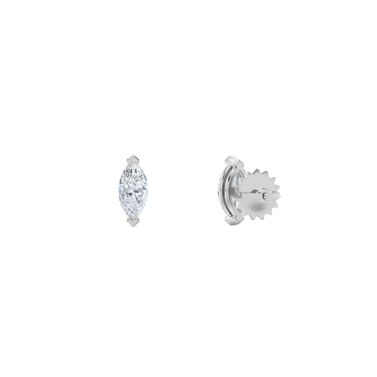 0.50ct Marquise Cut Lab Diamond Stud Earrings in 18K White Gold