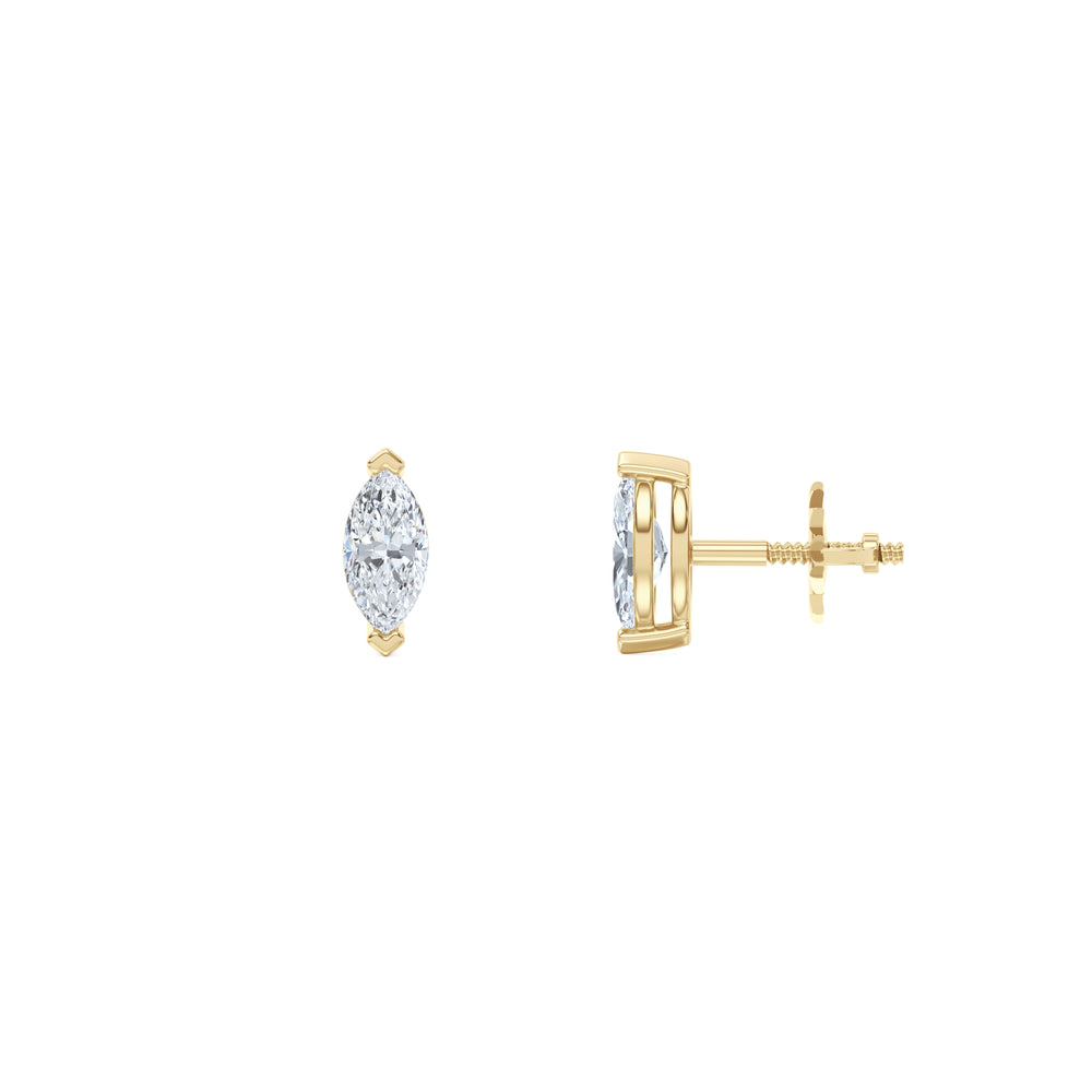 0.50ct Marquise Cut Lab Diamond Stud Earrings in 18K Yellow Gold