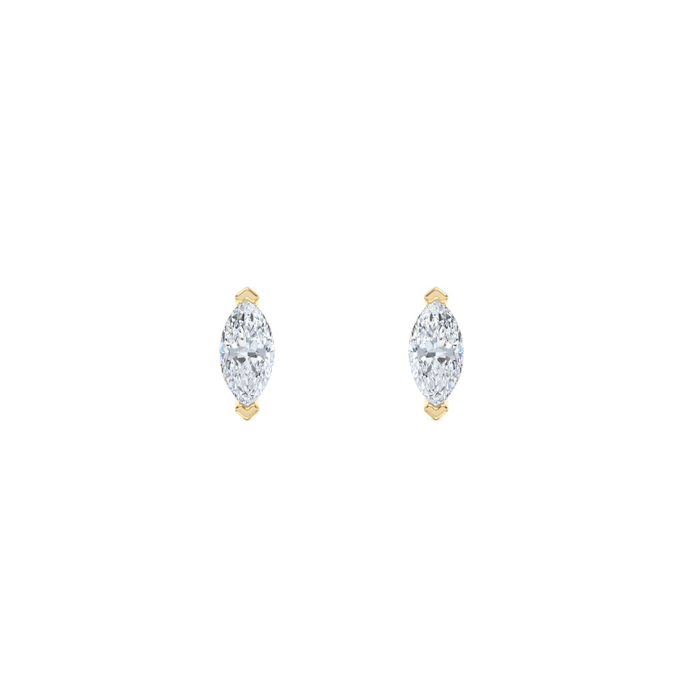 0.50ct Marquise Cut Lab Diamond Stud Earrings in 18K Yellow Gold